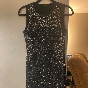 Black Banjul Pearl/Rhinestone Embellished Dress